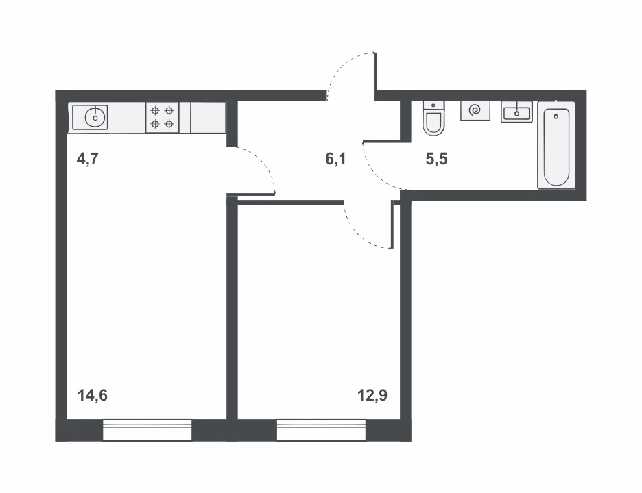 планировка квартиры 44 м2